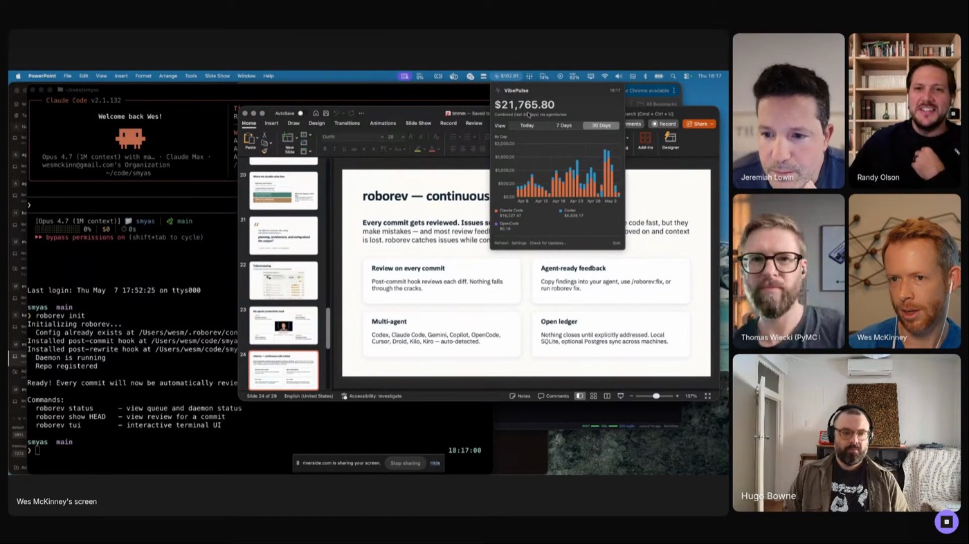 Wes's macOS widget showing his Claude / Codex usage split and projected API cost