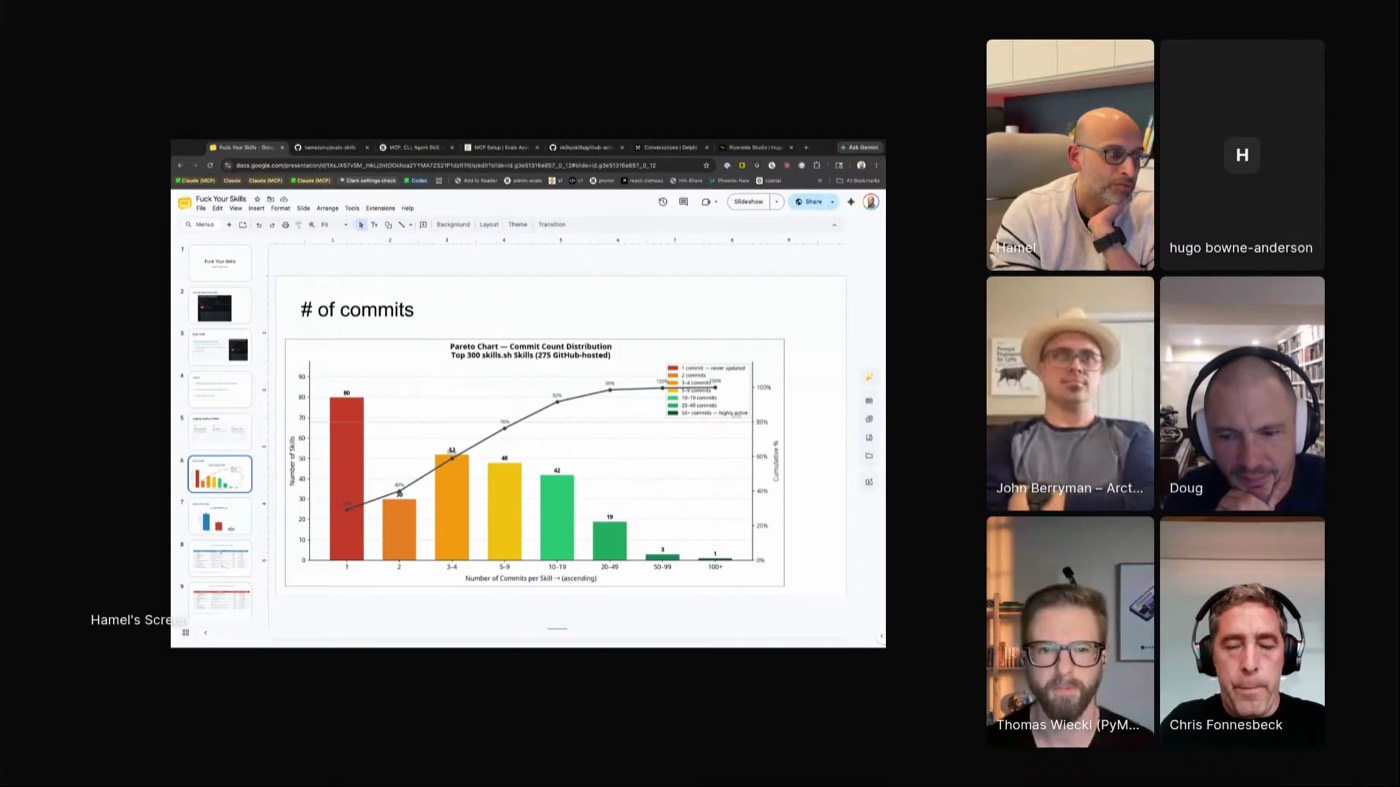Hamel showing skills.sh data, sorting public skills by downloads and counting commits