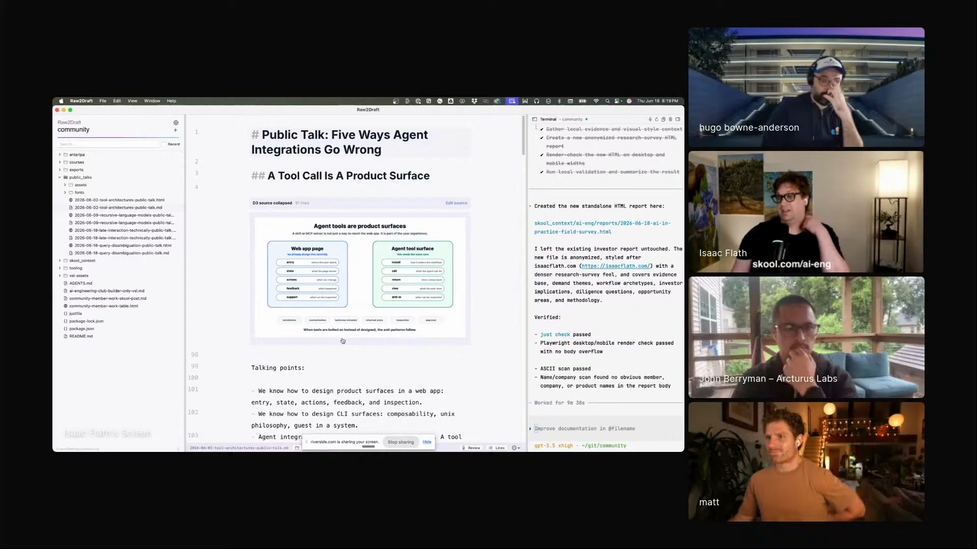 Isaac showing markdown source with rendered output in Raw2Draft